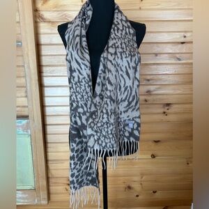 Charter Club Fringed Edge 100% Cashmere Animal Print Scarf
